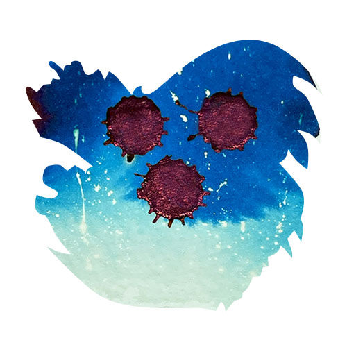 Diamine Black Edition 50ml Fountain Pen Ink color swatch in Cosmic Glow (Extreme Sheen)