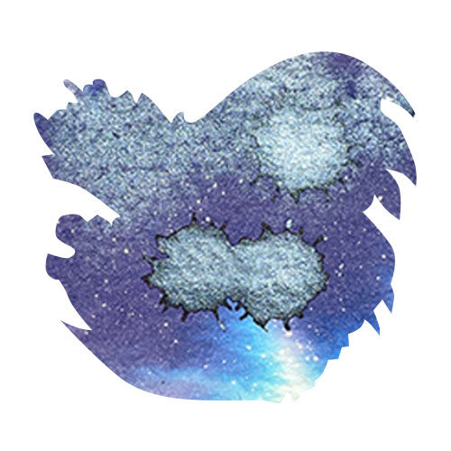 Diamine Black Edition 50ml Fountain Pen Ink color swatch in Icy Lilac (Shimmer)