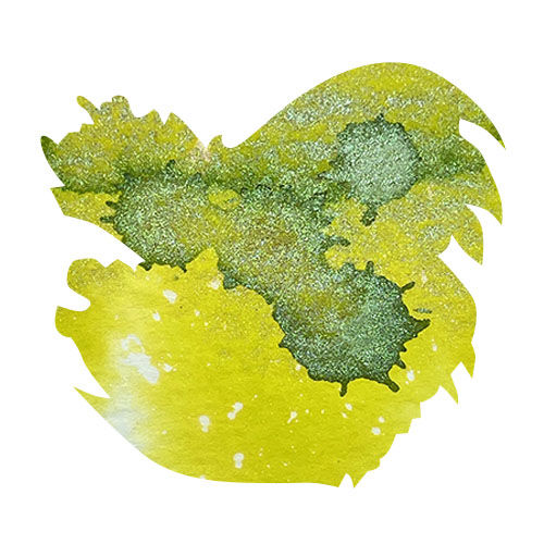 Diamine Black Edition 50ml Fountain Pen Ink color swatch in Lemon & Lime (Chameleon)