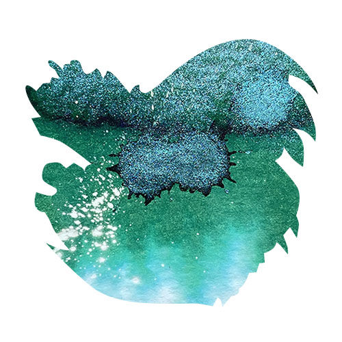 Diamine Black Edition 50ml Fountain Pen Ink color swatch in Mint Twist (Chameleon)