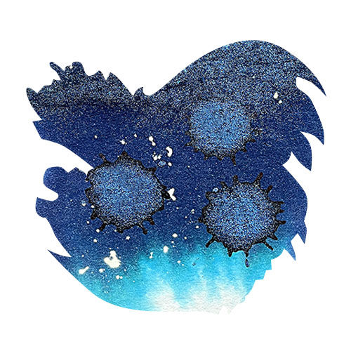 Diamine Black Edition 50ml Fountain Pen Ink color swatch in Snow Globe (Shimmer)
