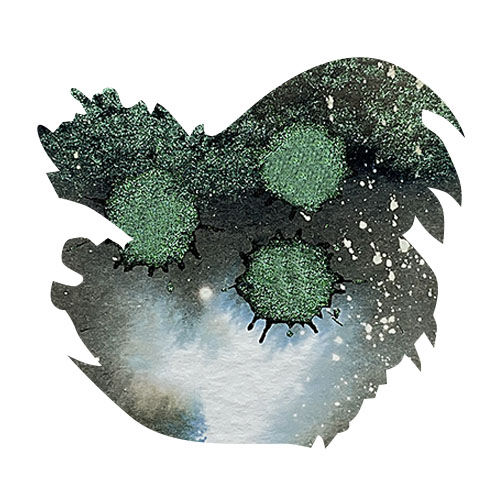 Diamine Black Edition 50ml Fountain Pen Ink color swatch in Wishing Tree (Chameleon)